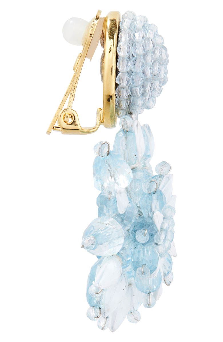 Oscar de la Renta Beaded Flower Clip-On Earrings, Alternate, color, Blue