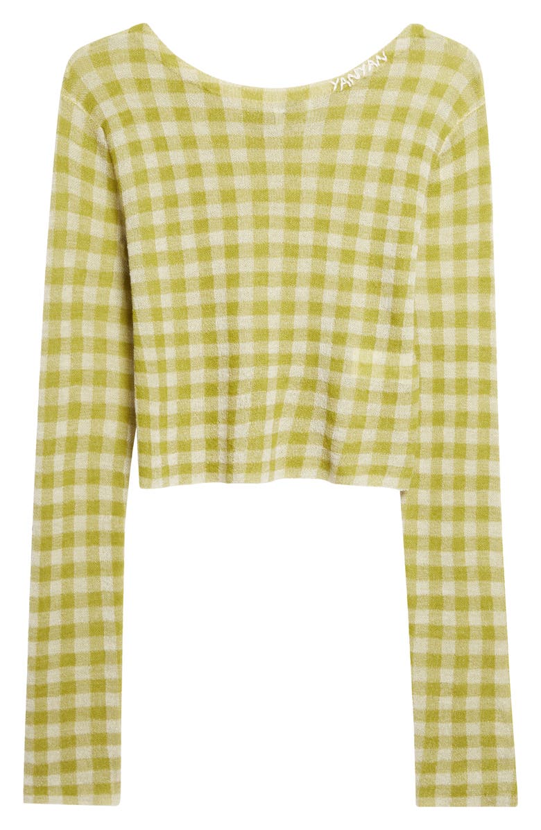 YanYan Gingham Check Wool Boatneck Sweater, Alternate, color, Sprout