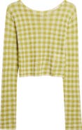 YanYan Gingham Check Wool Boatneck Sweater