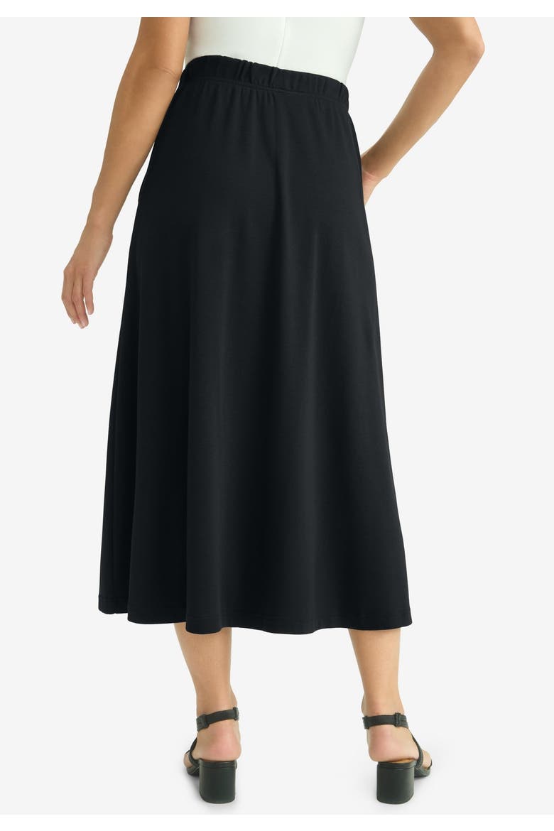 Soft Ease Cotton Knit Swing Skirt, Alternate, color, BLACK