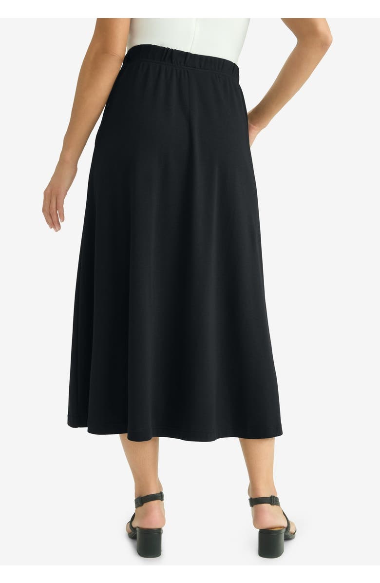Jessica London Soft Ease Midi Skirt, Alternate, color, Black