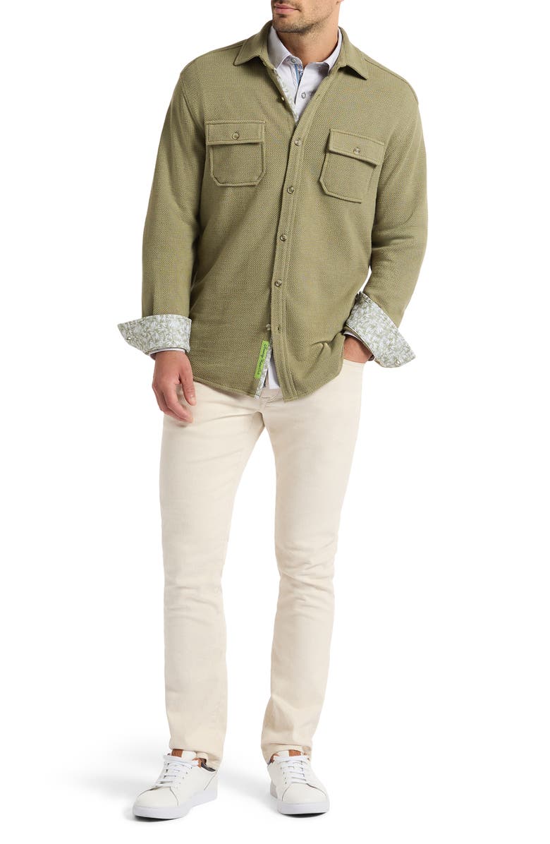 Robert Graham Wayne Long Sleeve Knit Shirt, Main, color, Olive