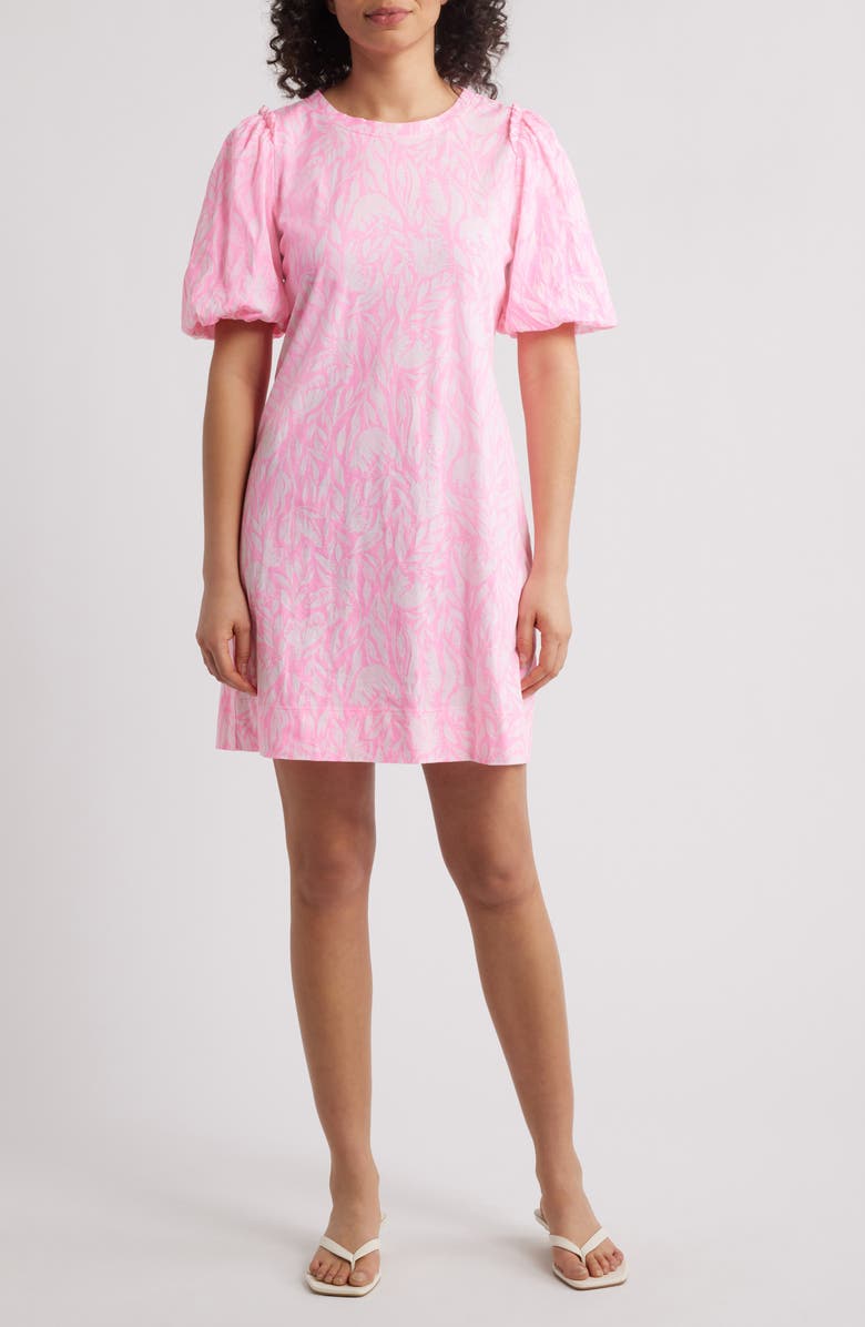 Lilly Pulitzer<sup>®</sup> Mercer Puff Sleeve Cotton T-Shirt Dress, Main, color, Rousseau