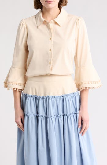 By Design Angel Button-up Shirt In Tapioca
