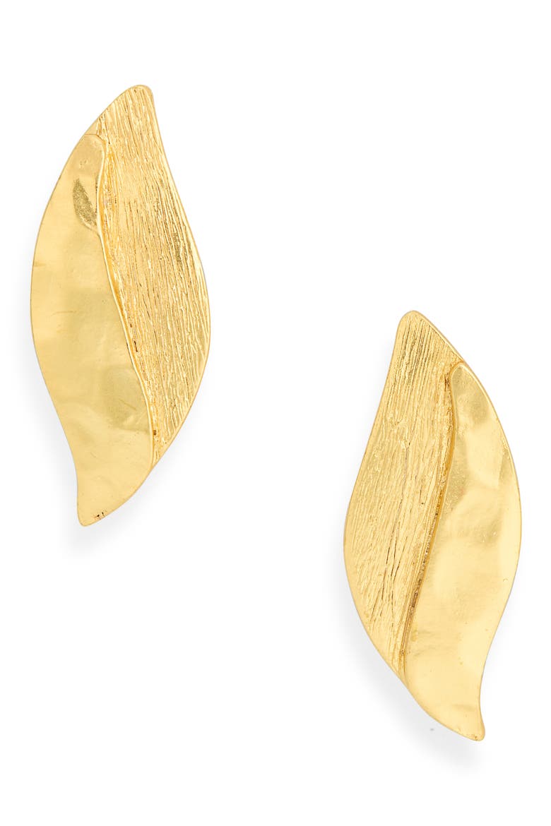 Leaf Drop Earrings, Main, color, GOLD