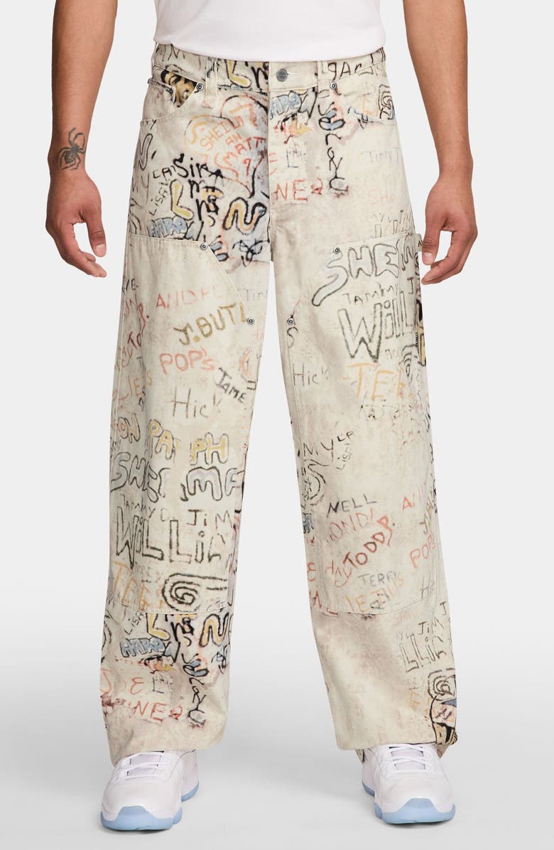 Jordan Air Jordan Loose Fit Playground Print Carpenter Pants, Main, color, Legend Light Brown