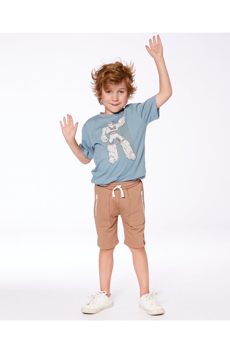Deux par Deux Little Boy's French Terry Zip Pocket Shorts Beige, Alternate, color,