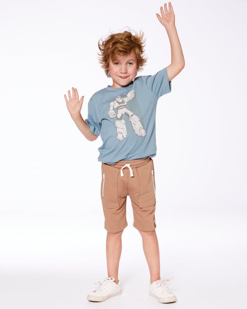 Deux Par Deux Boys' French Terry Zip Pocket Shorts - Big Kid In Beige