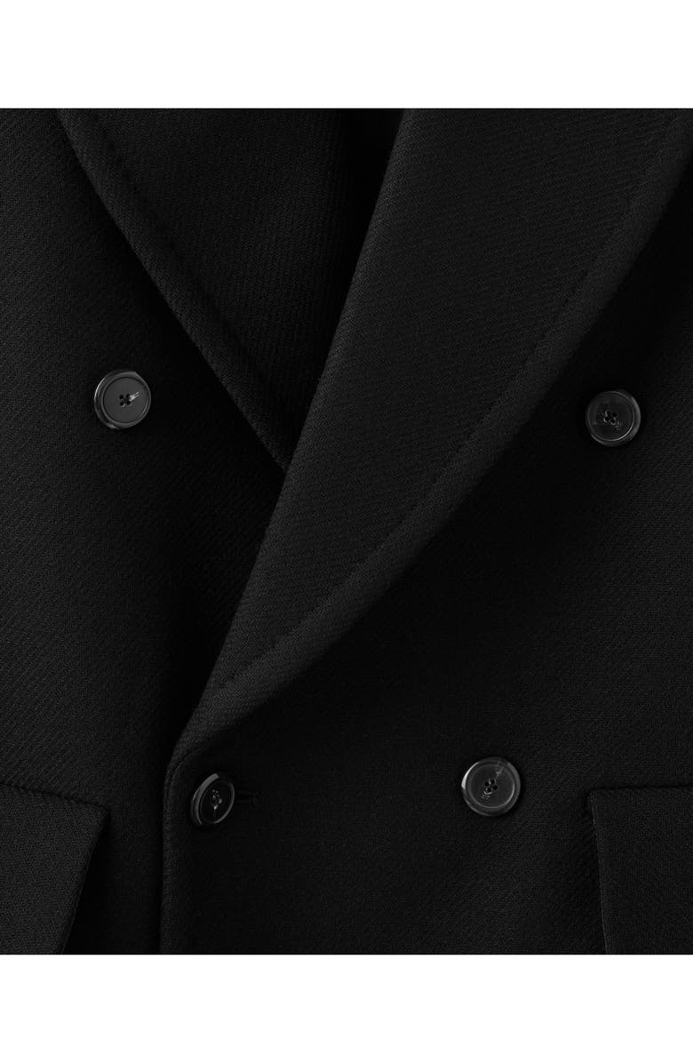 MANGO Double Breasted Wool Blend Coat, Alternate, color, Black