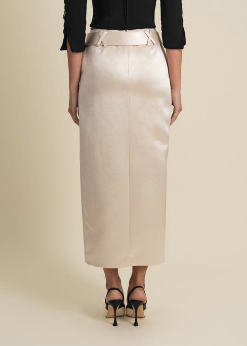 Contessa Mills Morgaine Mid-rise Fluid Elegant Shiny Sateen Skirt In Multi