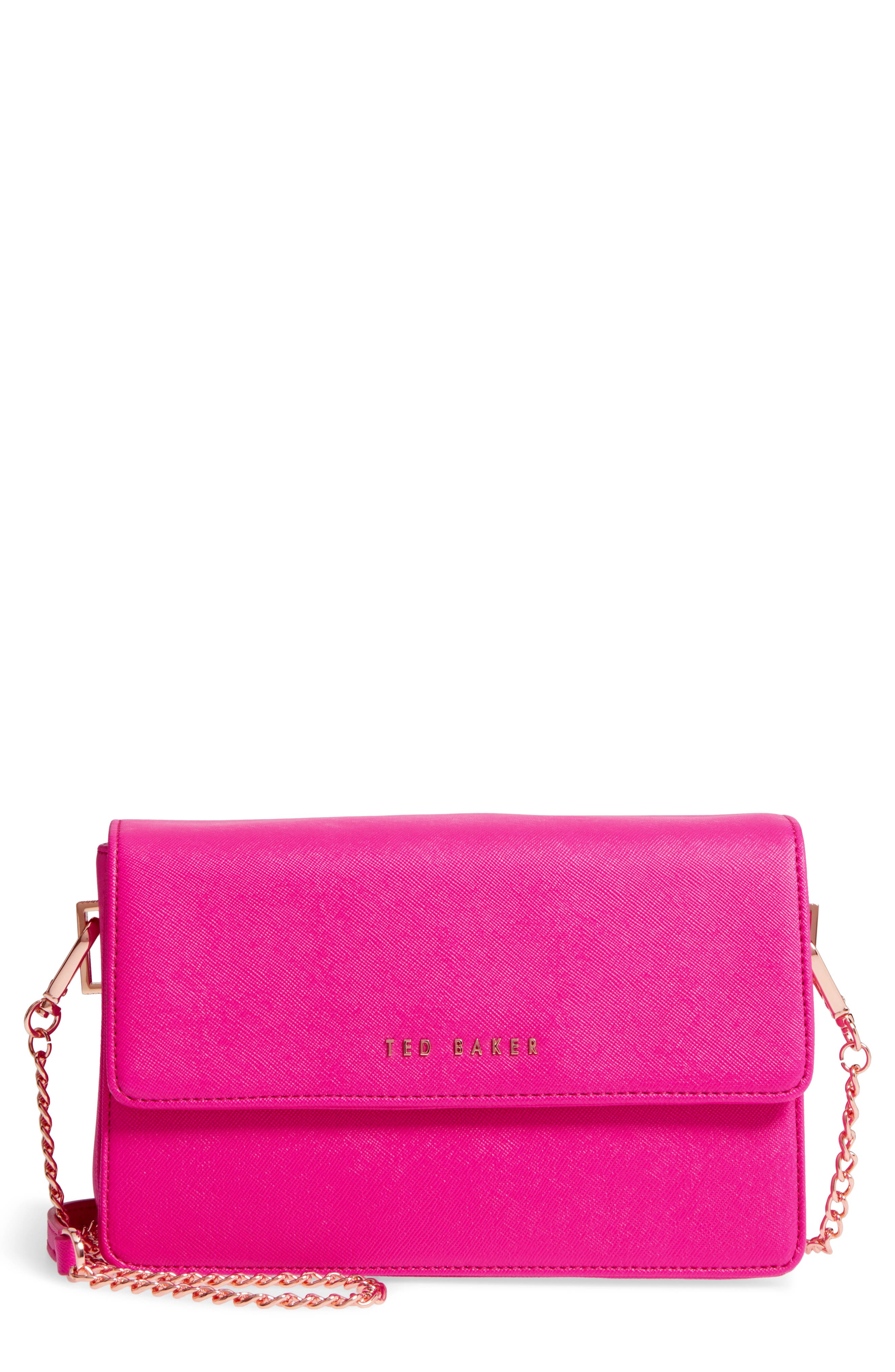 Heatha Faux Leather Crossbody Bag, Main, color, BRIGHT PINK