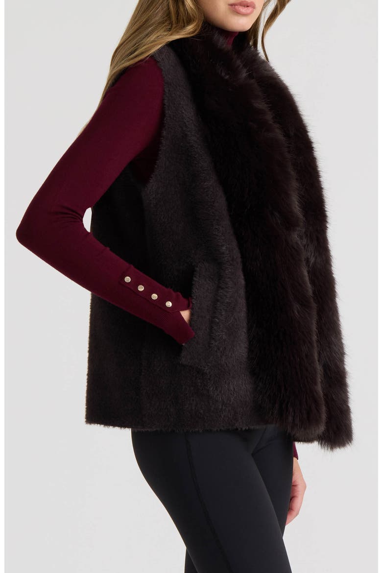 Jenny Eyelash Vest with Faux Fur Collar, Alternate, color, ESPRESSO