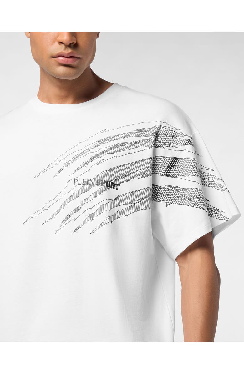 PLEIN SPORT Round Neck T-Shirt Scratch Men, Alternate, color, White