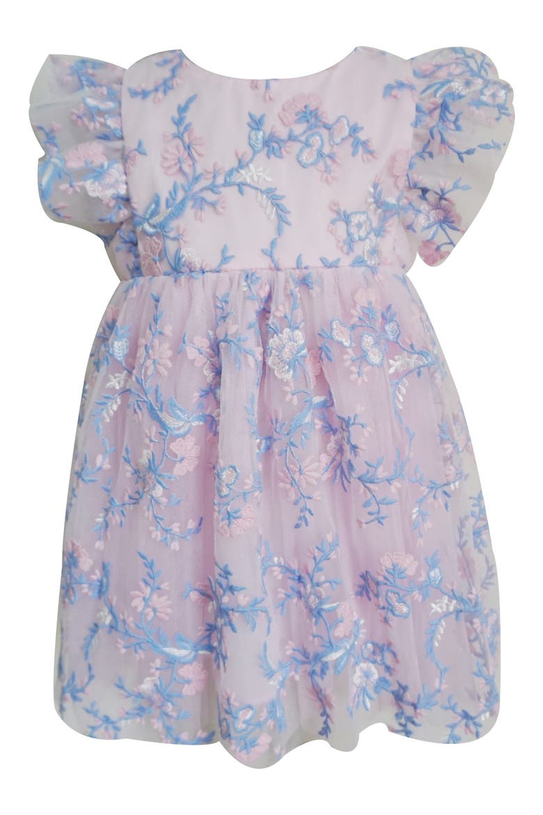 Kids' Floral Embroidered Party Dress, Main, color, BLUE/ PINK