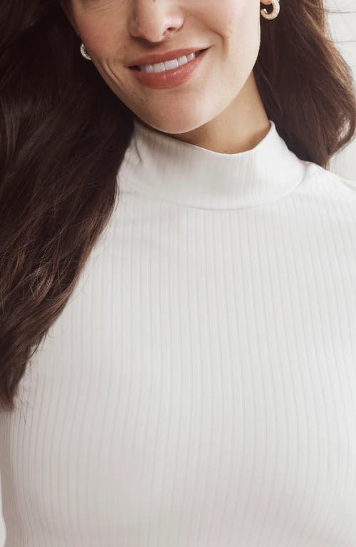 Shop Rhone Modern Rib Mock Neck Knit Top In Snow White