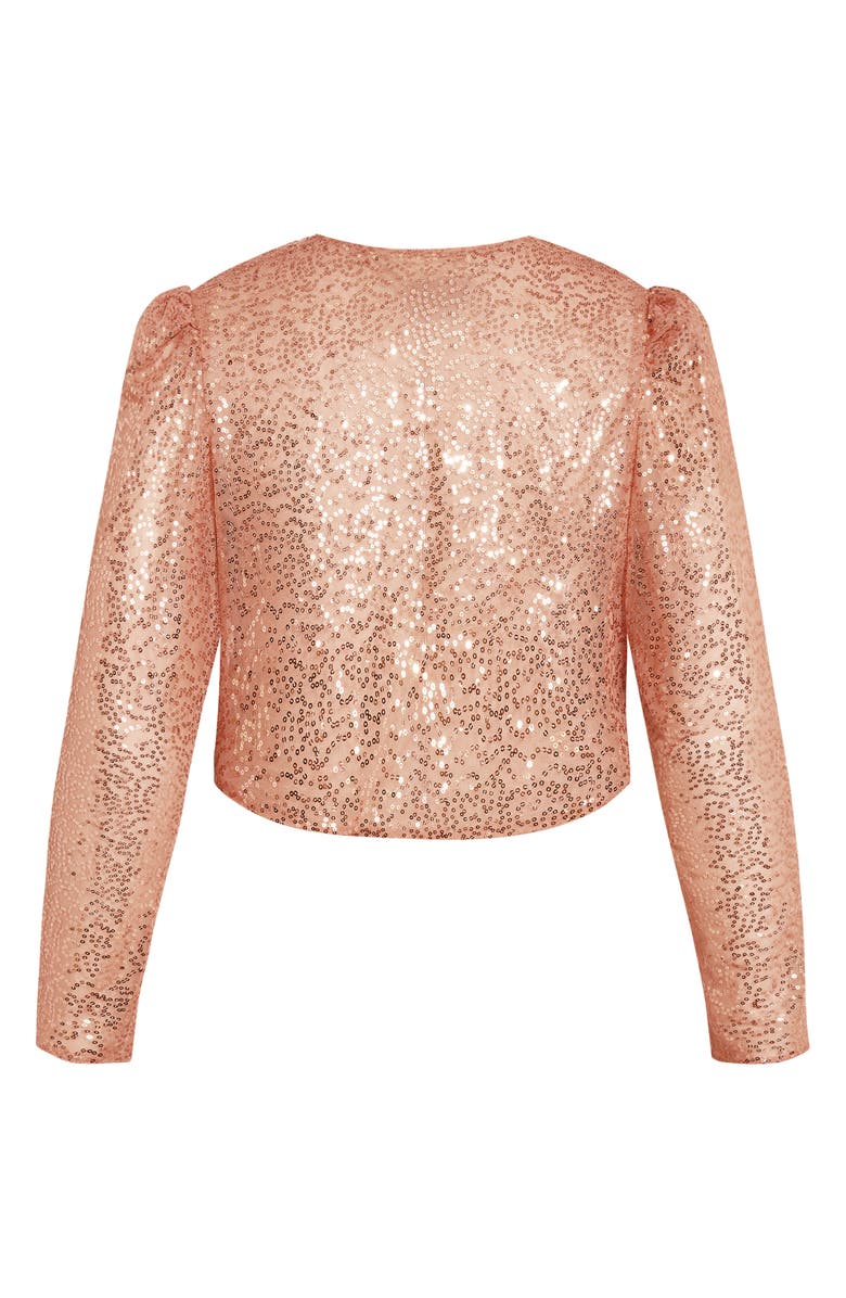 City Chic The Camila Sequin & Satin Bolero, Alternate, color, Gold
