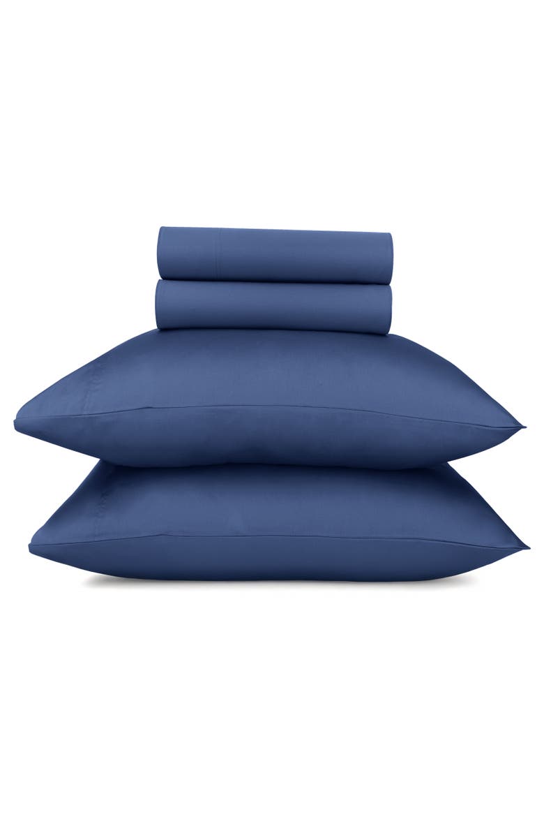 Signature Comfort 100% Egyptian Cotton Soft Sateen Sheet Set, Main, color, Navy Blue