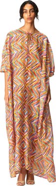 Missoni Long Kaftan In Printed Cotton And Silk Blend