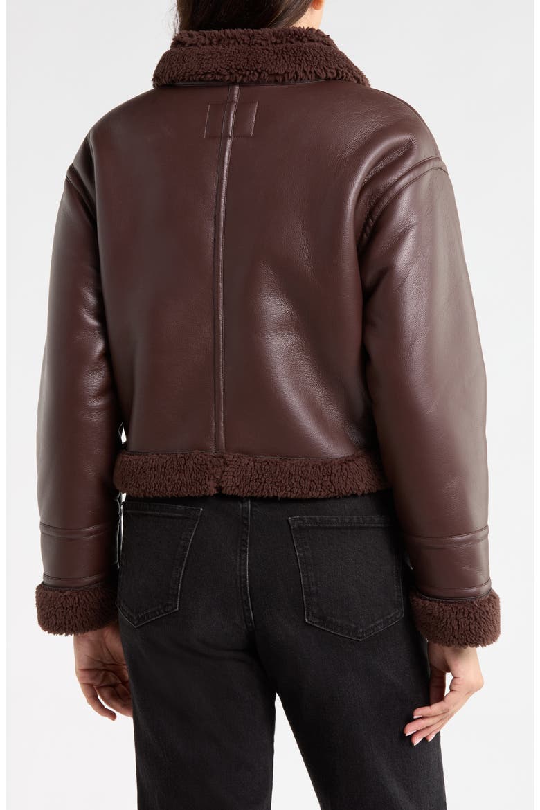 Faux Leather Moto Jacket, Alternate, color, DARK BROWN
