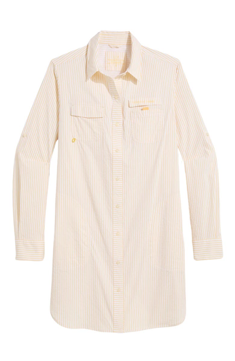 vineyard vines Harbor Stripe Long Sleeve Cover-Up Shirtdress, Alternate, color, Vineyard Vines White