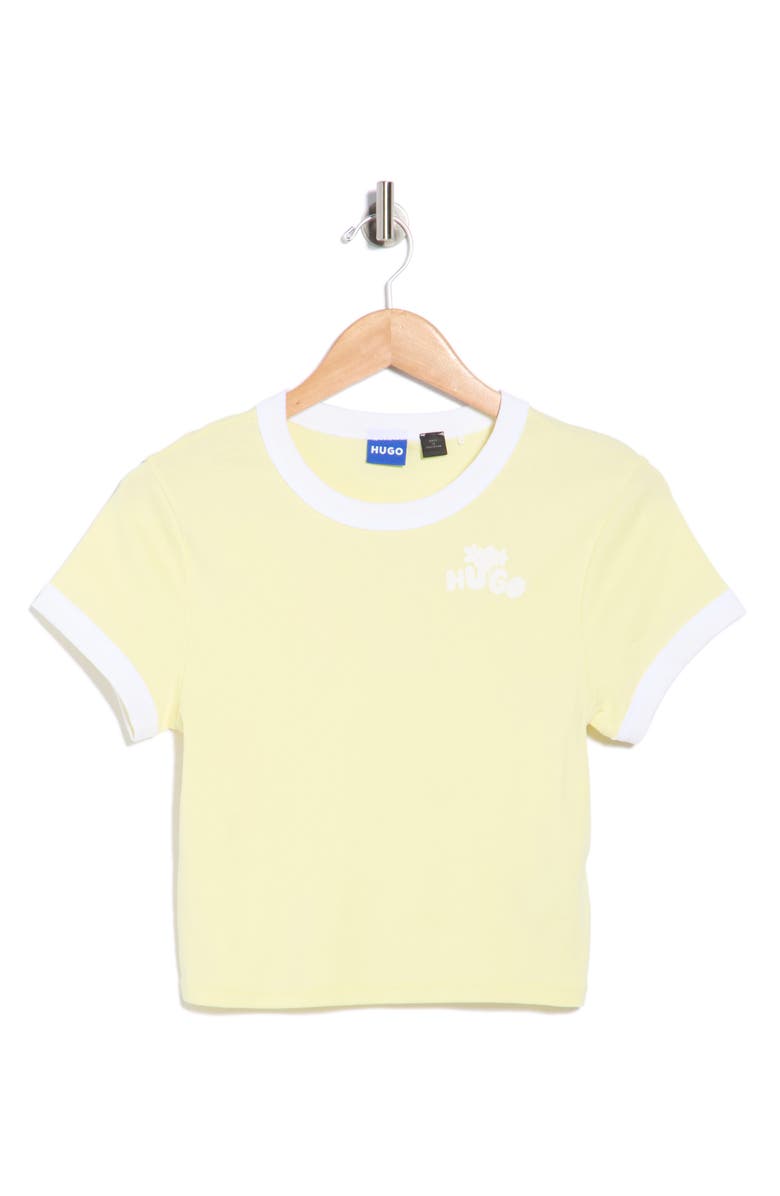 BOSS Dalia Cropped Cotton T-Shirt, Main, color, Light/ Pastel Yellow