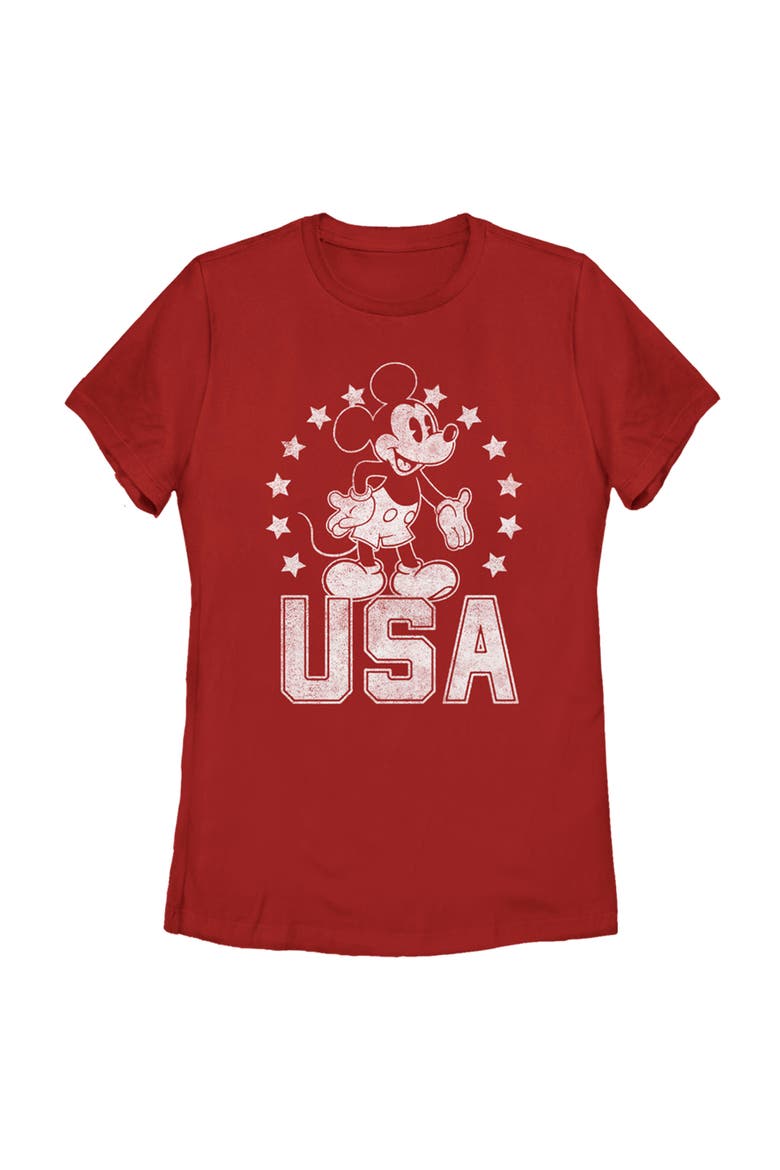 Women's Mickey & Friends Fourth of July USA Mickey Mouse  Graphic T-Shirt, Main, color, Red