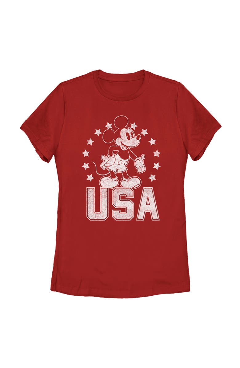 Mickey & Friends Women's Mickey & Friends Fourth of July USA Mickey Mouse  Graphic T-Shirt, Main, color, Red