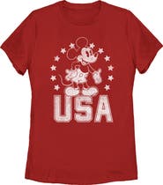 Mickey & Friends Women's Mickey & Friends Fourth of July USA Mickey Mouse  Graphic T-Shirt