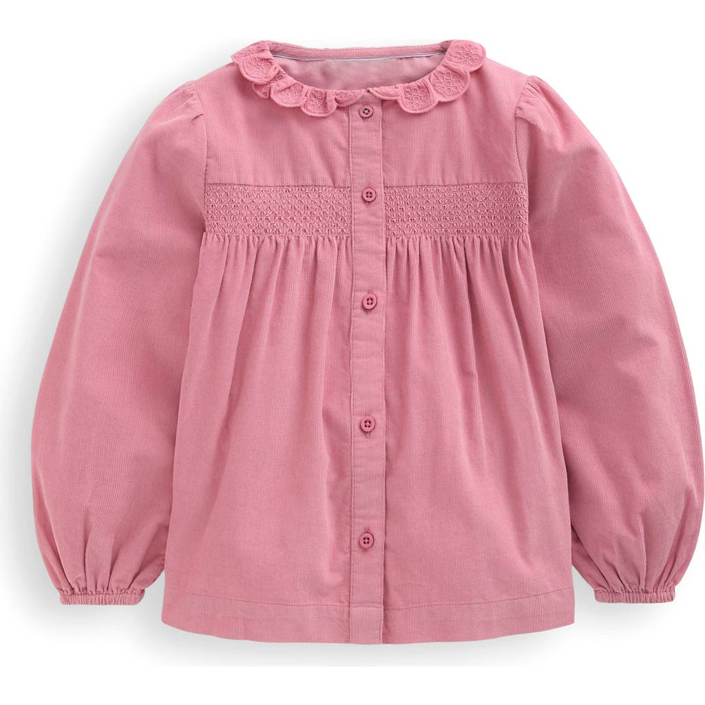 Mini Boden Kids' Scallop Collar Corduroy Shirt In Pink