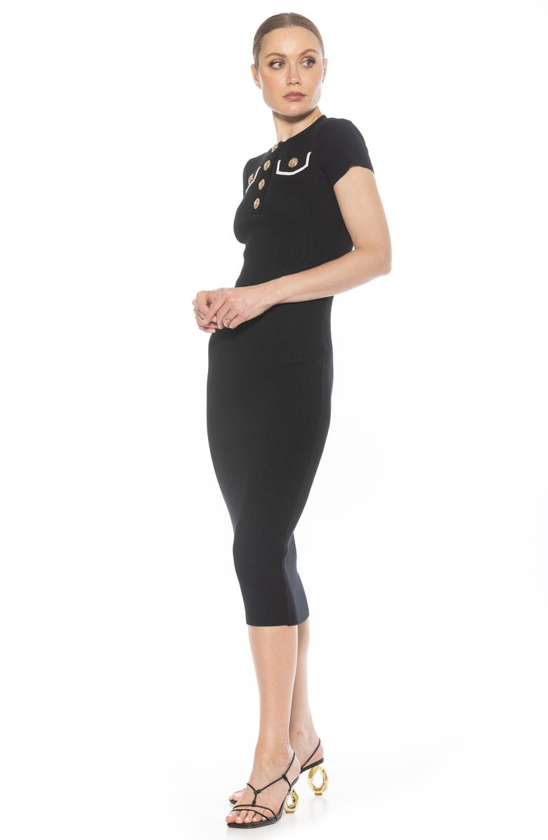 Alexia Admor Rhys Crewneck Knit Sheath Midi Dress, Alternate, color, Black