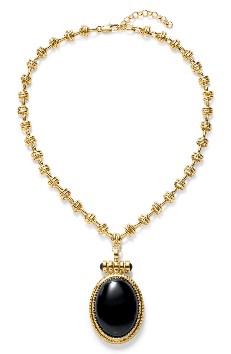 Luv AJ The Midnight Mesa Black Agate Pendant Necklace, Alternate, color, Gold