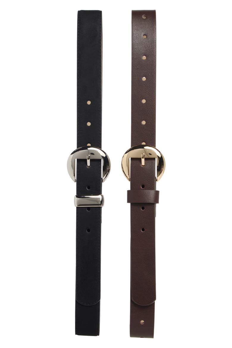 2-for-1 Assorted Faux Leather Belts, Main, color, TIRAMISU/ BLACK