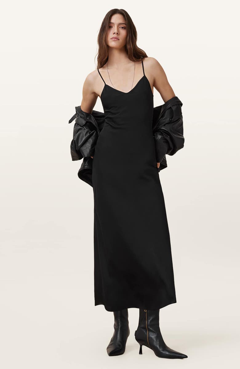 AllSaints Bryony Maxi Dress, Alternate, color, Black