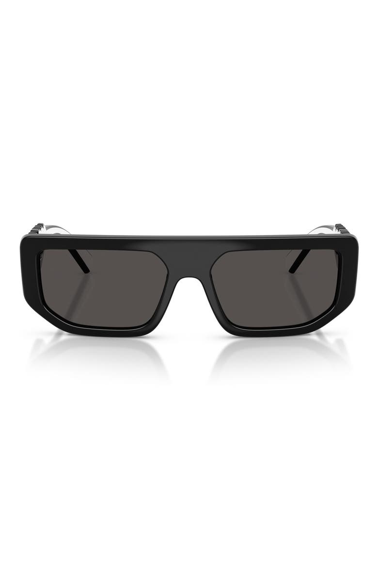 56mm Rectangular Sunglasses, Main, color, BLACK / DARK GREY