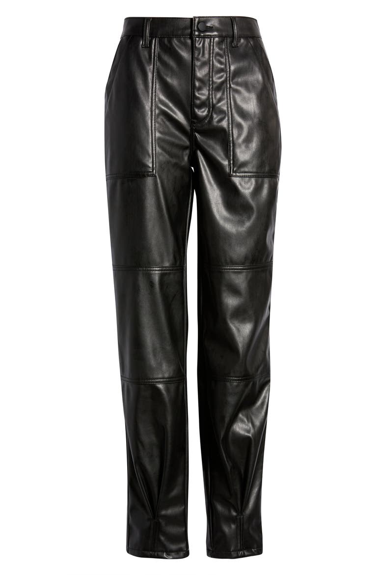 Tapered Leg Faux Leather Pants, Alternate, color, BLACK