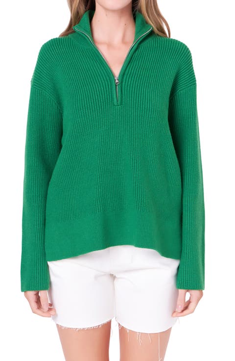 Half Zip Rib Sweater