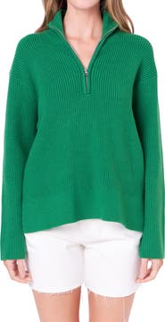 English Factory Half Zip Rib Sweater