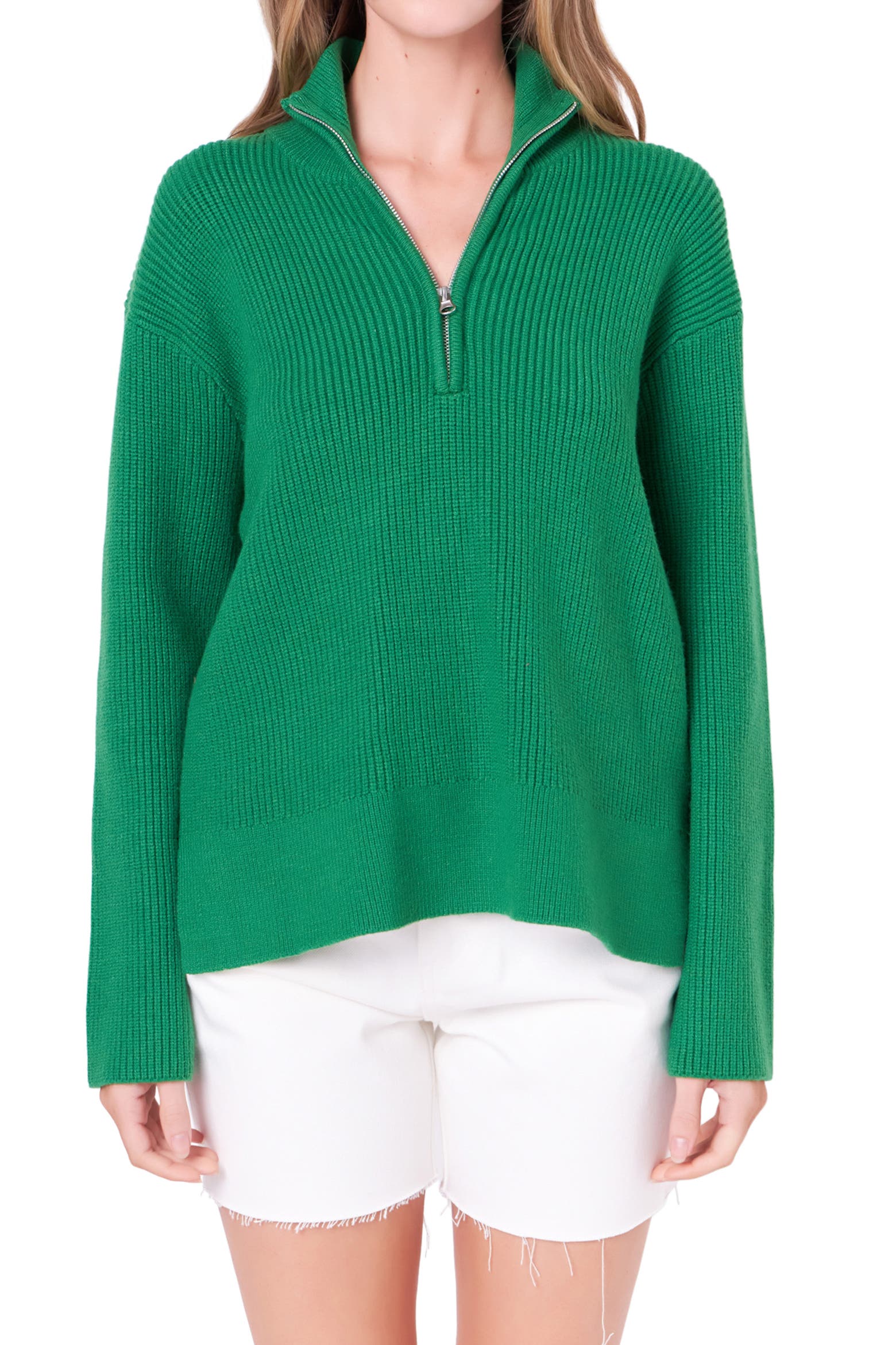 Zip Factory English Factory Half Zip Rib Sweater (Women) | Nordstromrack