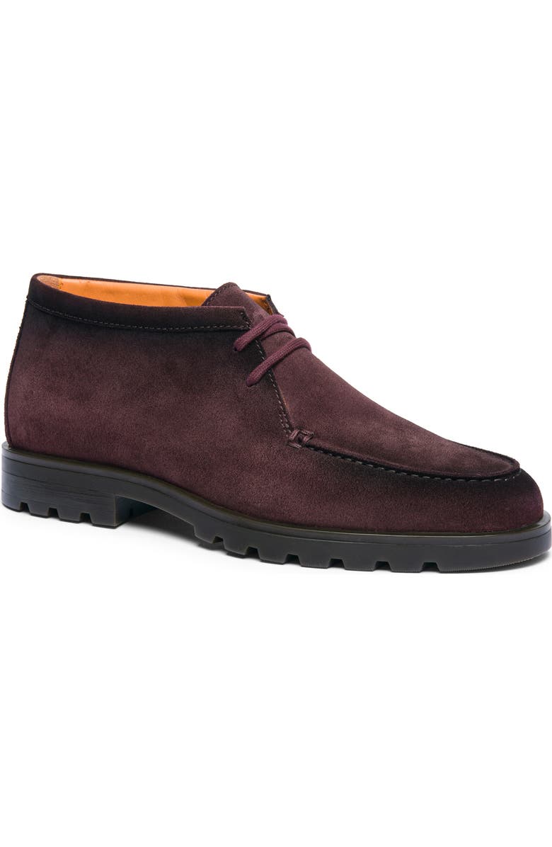 Santoni Suede Chukka Boot, Main, color, Dark Red