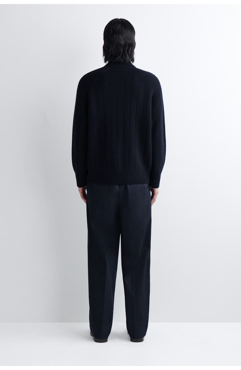 COS Cotton-Paneled Merino Track Jacket, Alternate, color, Navy