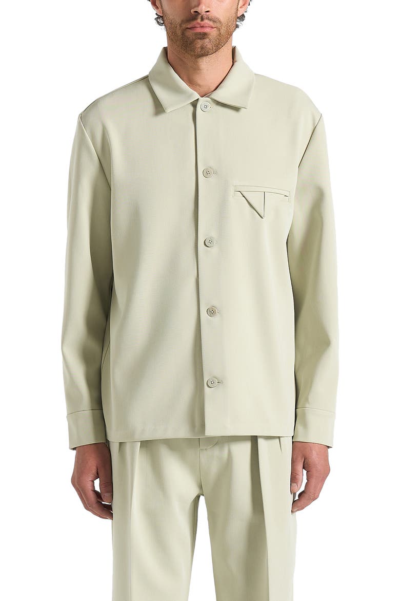 Leo Hatched Tailored Overshirt, Main, color, Sage