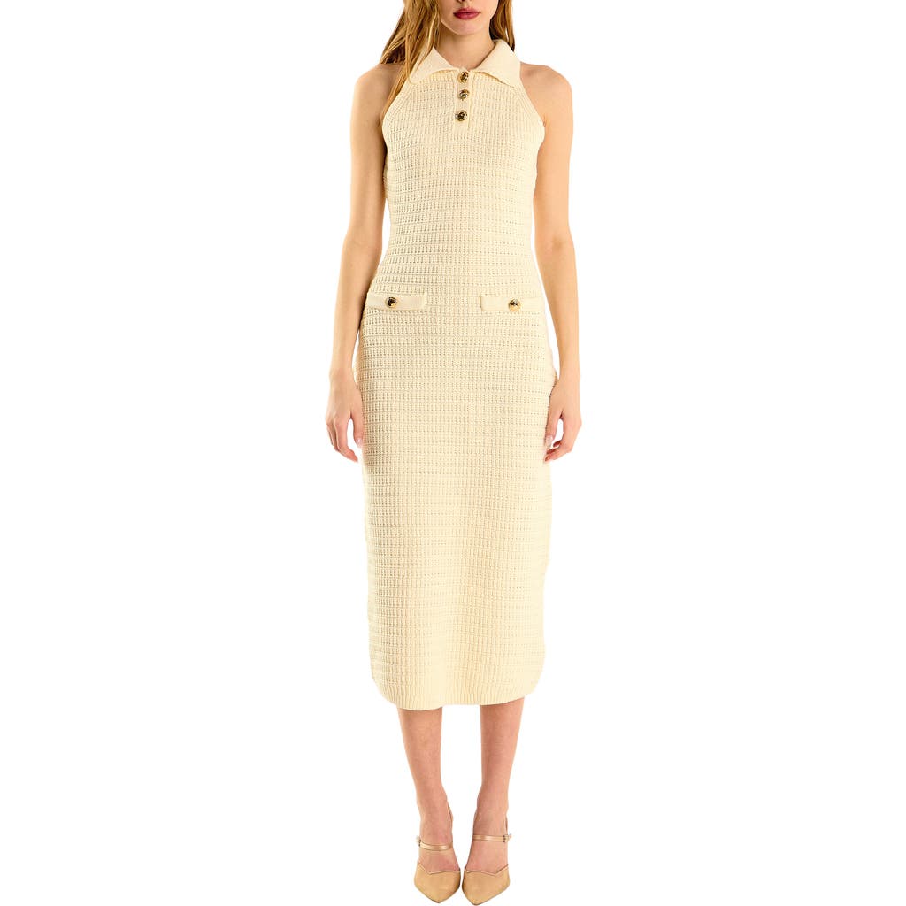 ENDLESS ROSE ENDLESS ROSE OPEN STITCH COLLARED MIDI DRESS