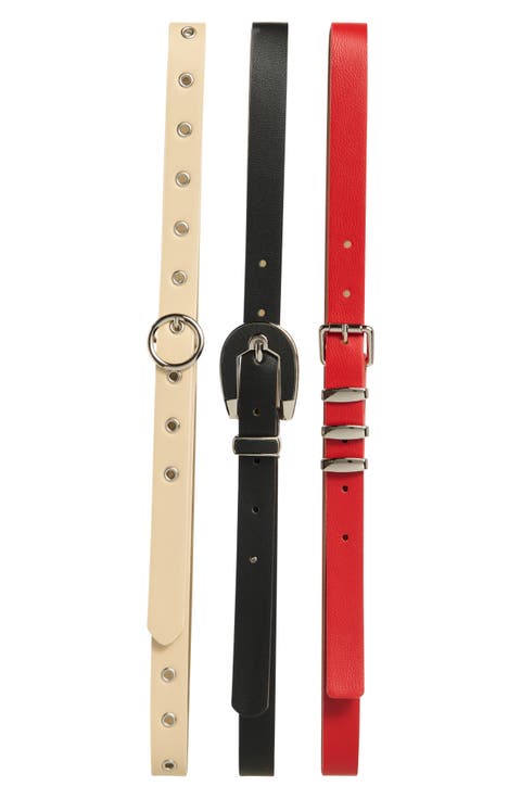 3-for-1 Assorted Faux Leather Belts