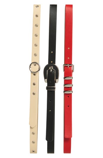 Steve Madden 3-for-1 Assorted Faux Leather Belts In Multi