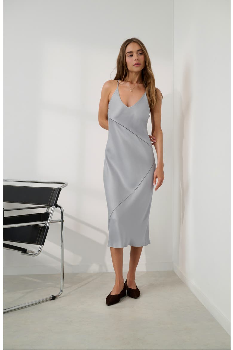 Ladder Stitch Washable Silk Slipdress Nightgown, Alternate, color, DOVE GREY
