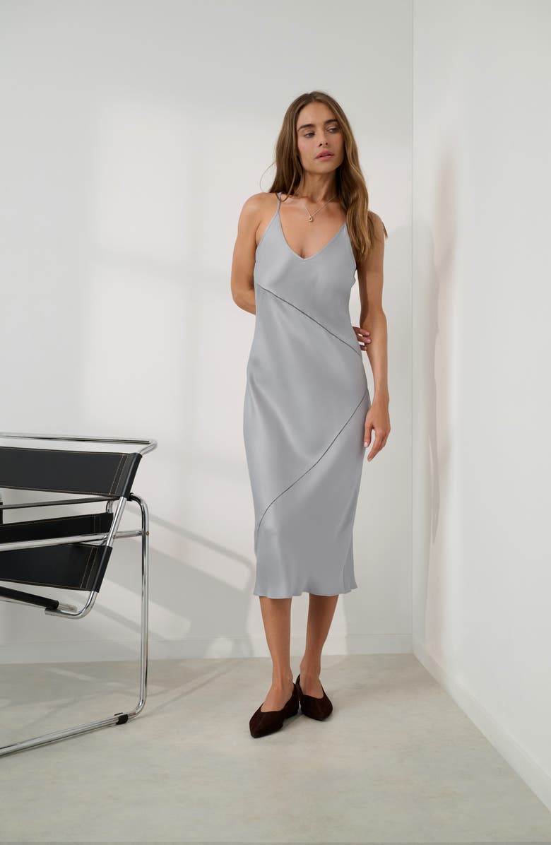 Lunya Ladder Stitch Washable Silk Slipdress Nightgown, Alternate, color, Dove Grey