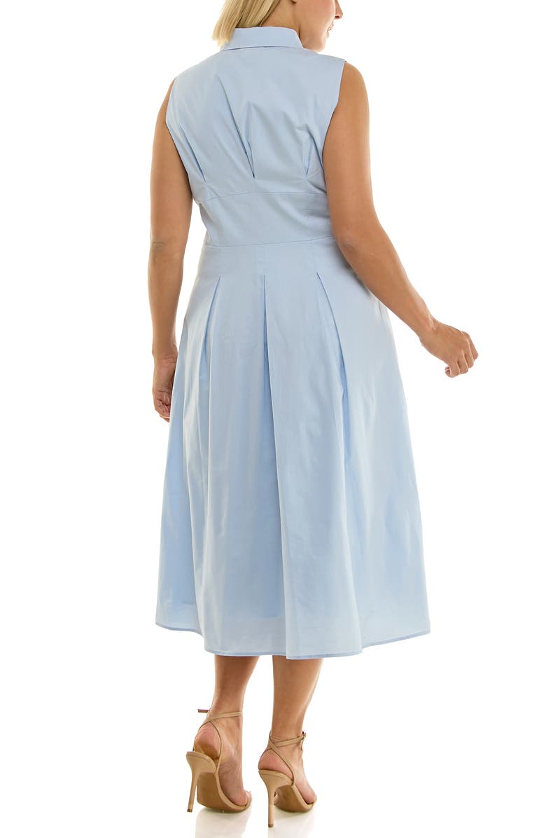 Nicole Miller Sleeveless Poplin Midi Shirtdress, Alternate, color, Blue Aura
