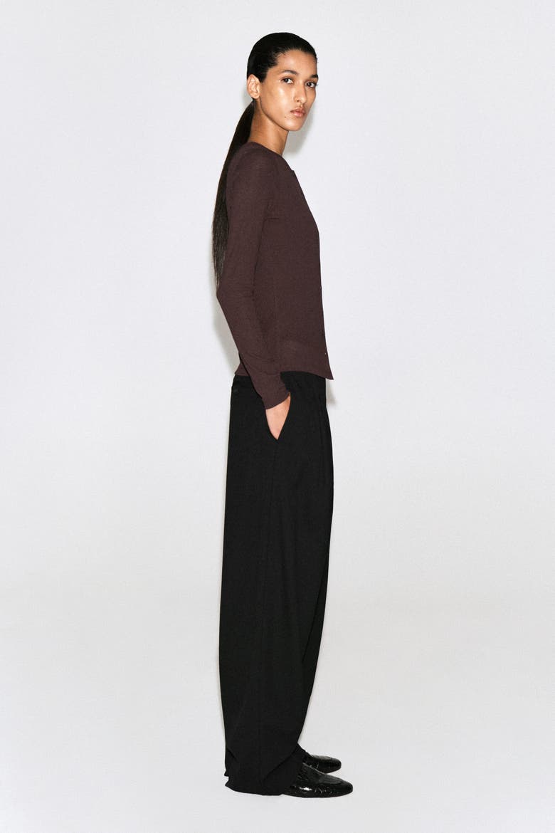 Jersey Cardigan Top, Alternate, color, BORDEAUX