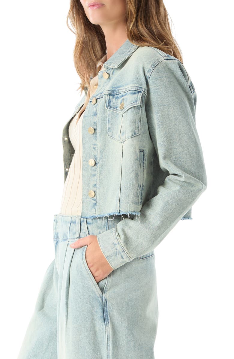 DO by Dee Ocleppo Talia Crop Raw Hem Denim Jacket, Alternate, color, Artic