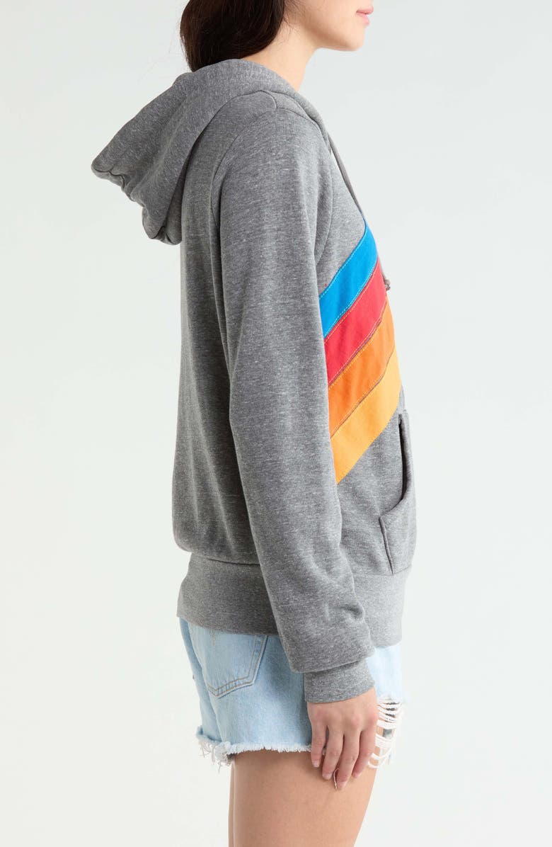 Aviator Nation Mountain Stitch Chevron Zip Hoodie, Alternate, color, Heather Grey